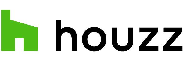 Houzz logo featuring a green stylized house icon to the left of the word 