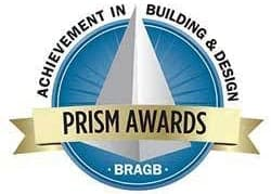 PRISM Awards logo with a gold ribbon, blue circle, and white triangular design—labeled 