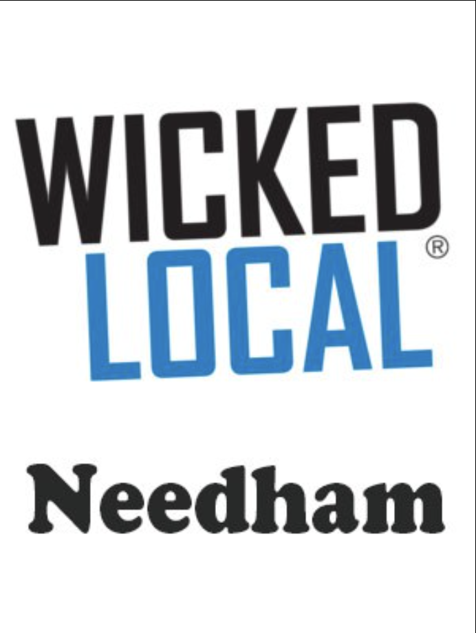 Wicked Local Needham logo with 'Wicked Local' in bold black and blue text above 'Needham' in a luxury interior design-inspired black stylized font on a white background, perfect for any interior designer Massachusetts.
